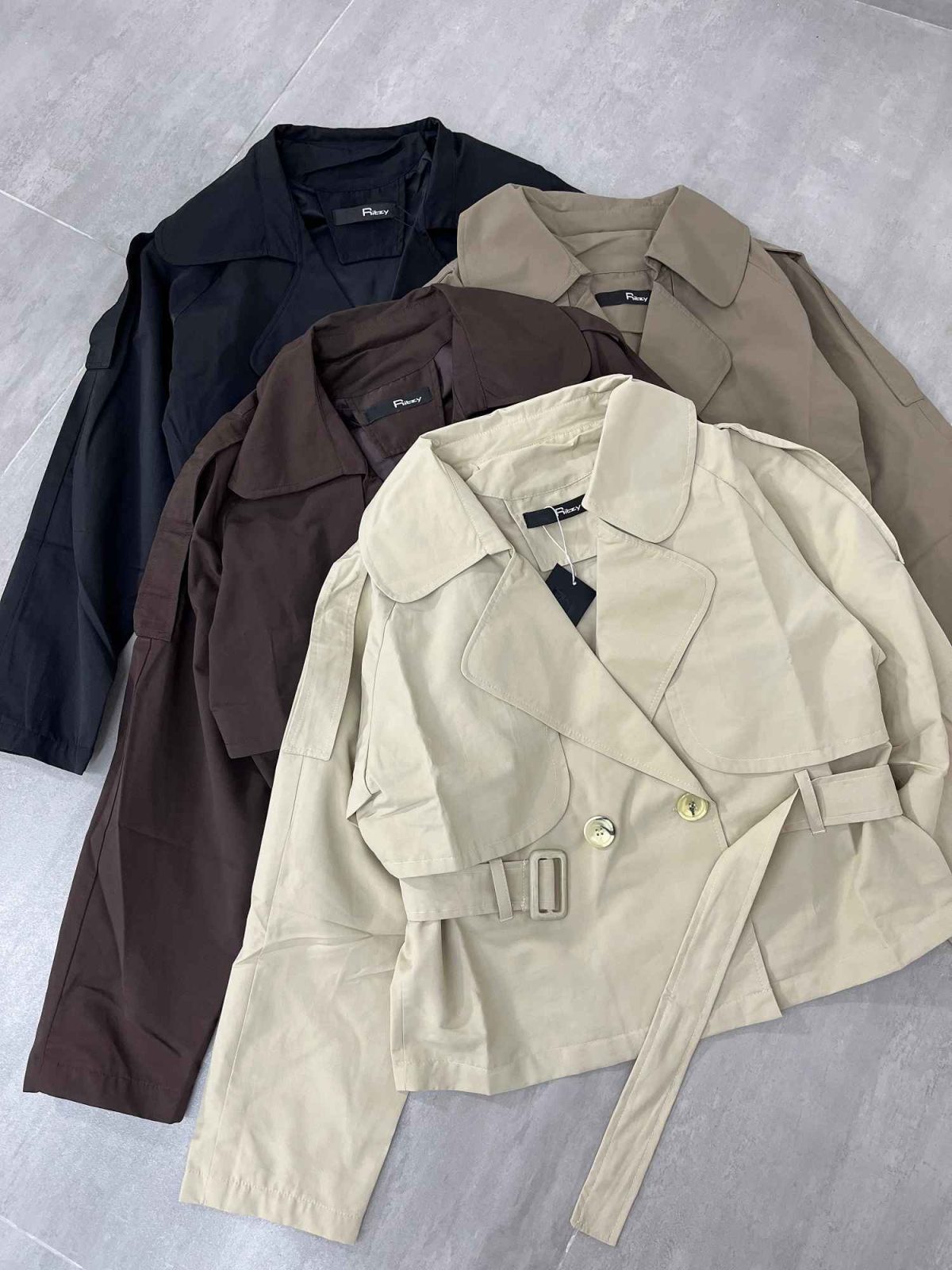 ترنچ کت آستردار دو دکمه کمر سگک دار(3330) - Image 5