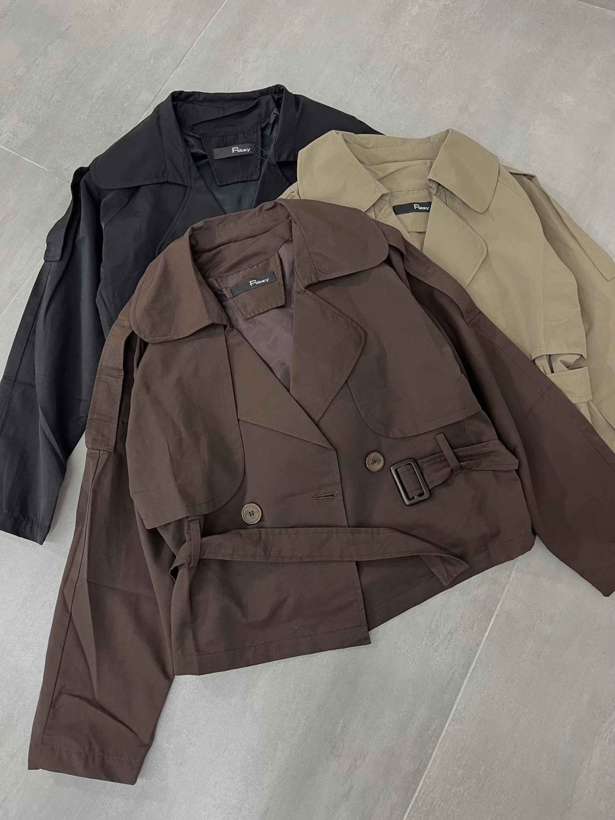 ترنچ کت آستردار دو دکمه کمر سگک دار(3330) - Image 2