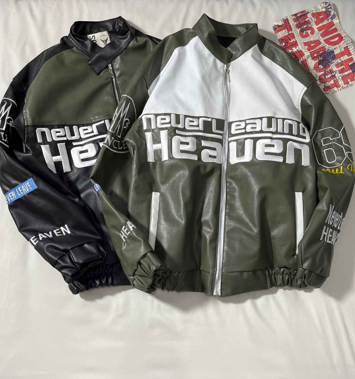 جکت ریسینگ چرم گلدوزی شده آستردار(3369) - Image 3