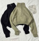 بافت نیم زیپ کراپ(3374) - Image 3