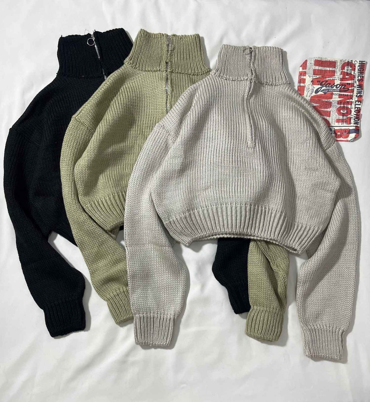 بافت نیم زیپ کراپ(3374) - Image 2