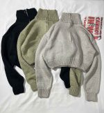 بافت نیم زیپ کراپ(3374) - Image 2