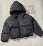 کاپشن پفی زیپ مخفی باکسی کلاهدار(3380) - Image 6