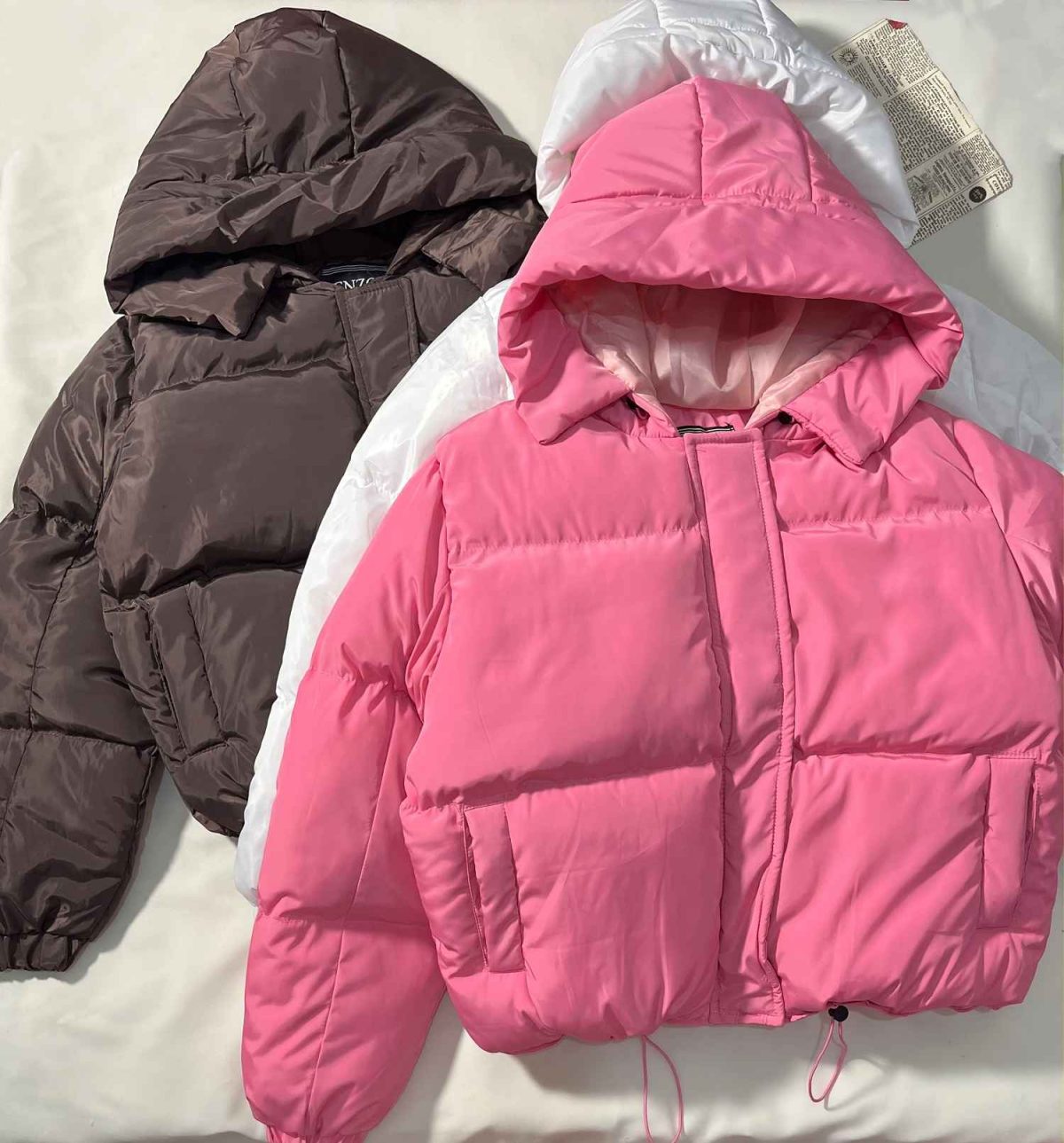 کاپشن پفی زیپ مخفی باکسی کلاهدار(3380) - Image 2