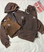 ست سه تیکه بگ جاگرشو کراپ و سویشرت سنگشور دورس سه نخ(3389)