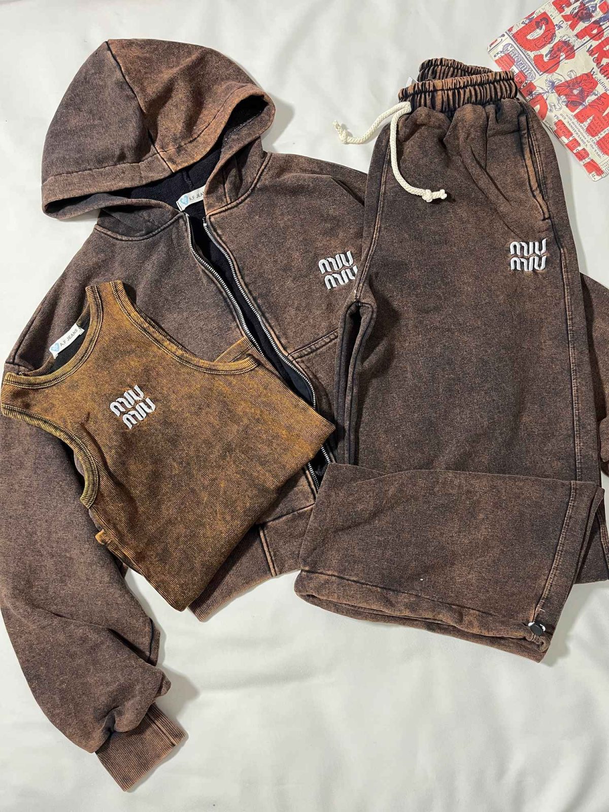 ست سه تیکه بگ جاگرشو کراپ و سویشرت سنگشور دورس سه نخ(3389) - Image 5