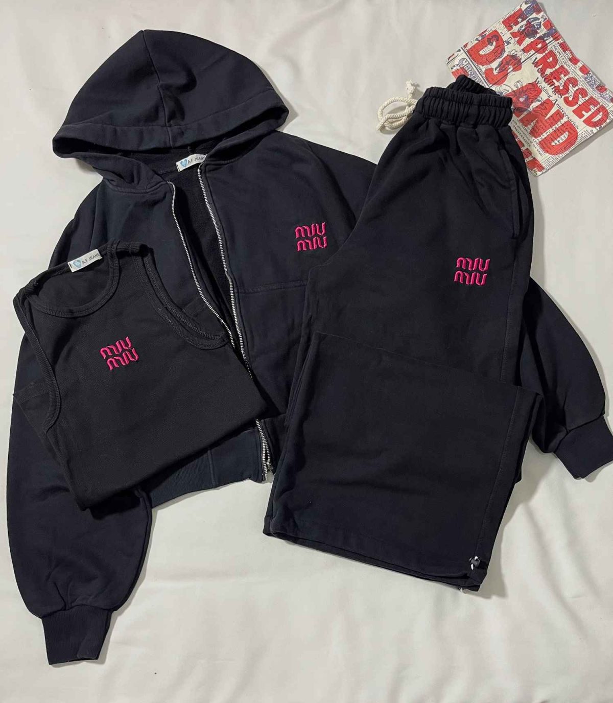 ست سه تیکه بگ جاگرشو کراپ و سویشرت سنگشور دورس سه نخ(3389) - Image 3