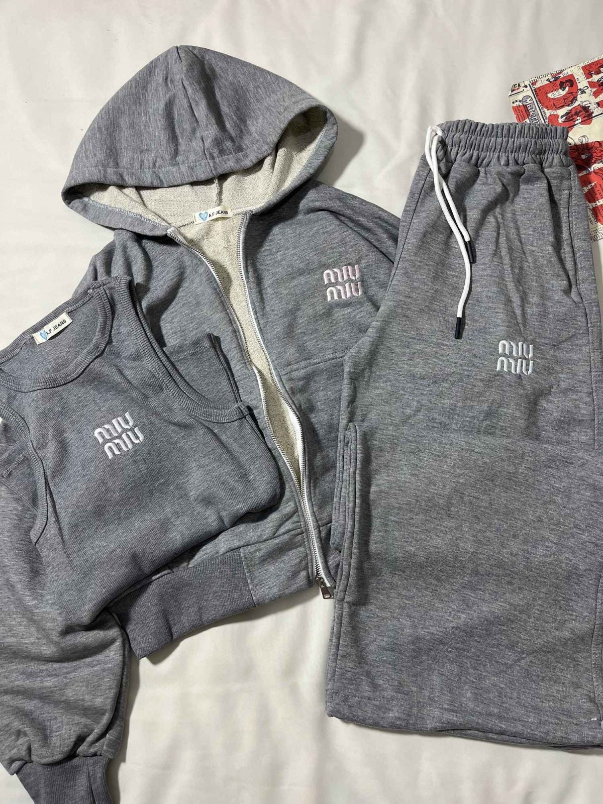 ست سه تیکه بگ جاگرشو کراپ و سویشرت سنگشور دورس سه نخ(3389) - Image 4