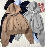 هودی کراپ ساده سه نخ داخل کرک(3390) - Image 5