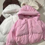 کاپشن پفی باکسی زیپ مخفی کلاهدار(3423)