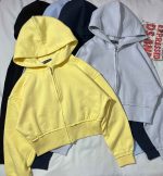 سویشرت کراپ ساده سه نخ داخل کرک(3396) - Image 5