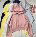 سویشرت کراپ ساده سه نخ داخل کرک(3396) - Image 3