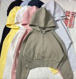 سویشرت کراپ ساده سه نخ داخل کرک(3396) - Image 2