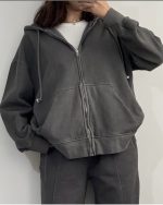 سویشرت وارداتی زارا سنگشور سه نخ داخل کرک ذغالی(3397) - Image 2