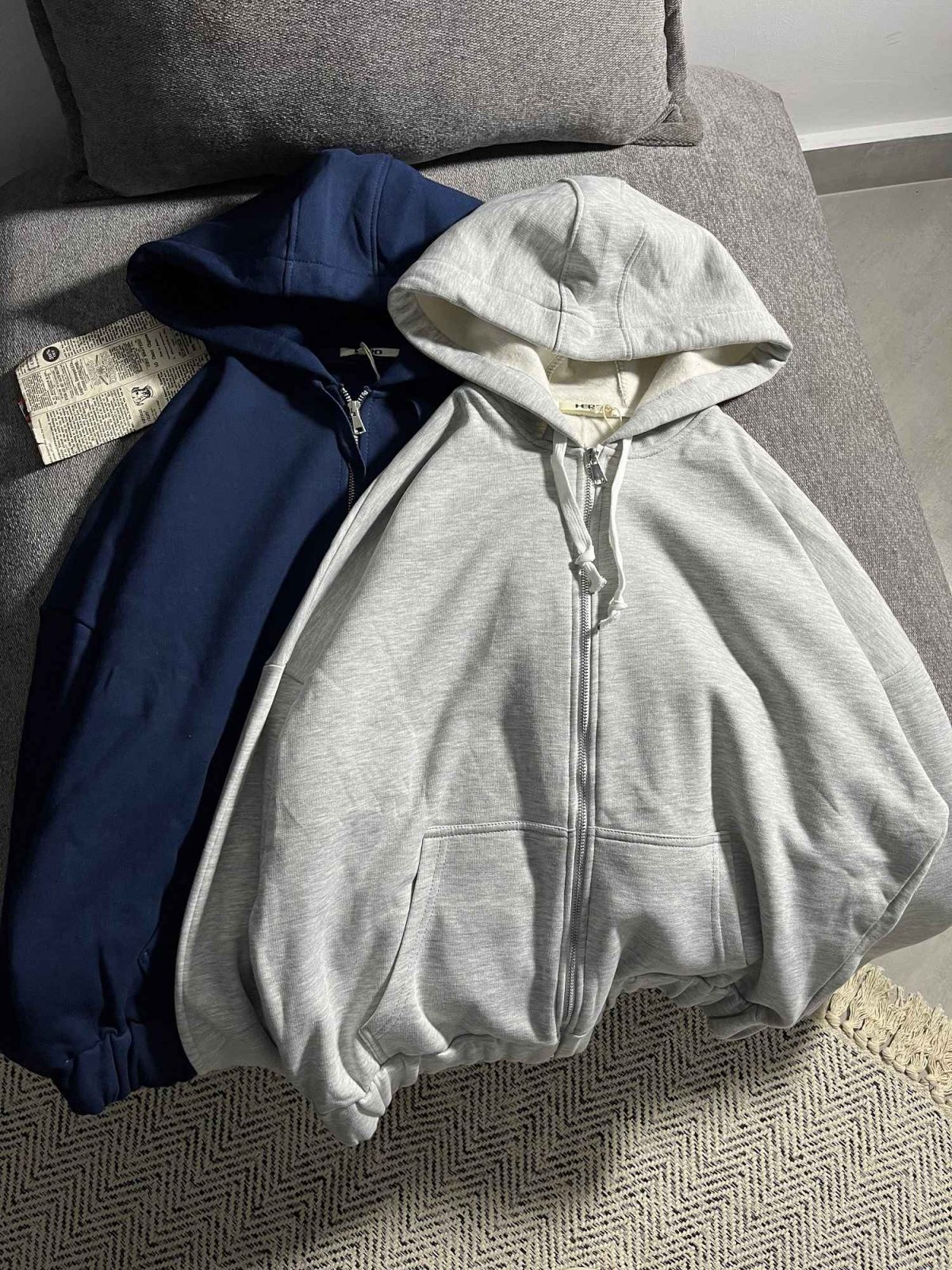 سویشرت ساده باکسی سه نخ داخل کرک(3402) - Image 2