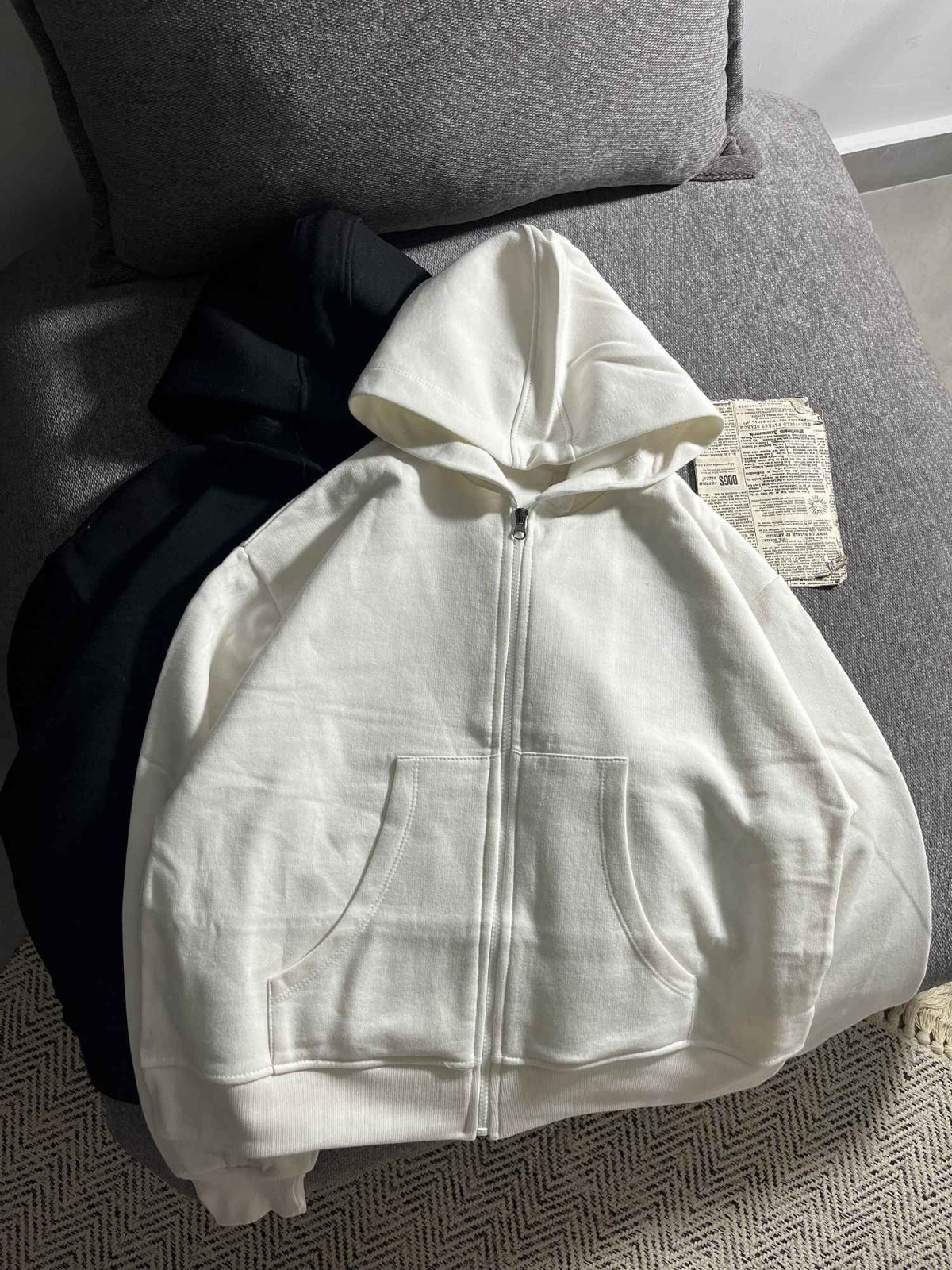 سویشرت باکسی ساده دو جیب سه نخ داخل کرک(3404) - Image 4