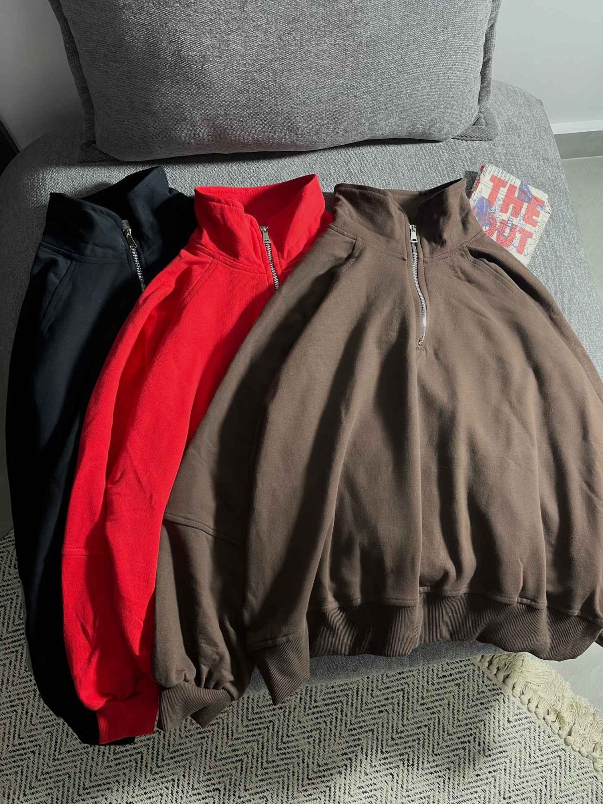 دورس نیم زیپ ساده باکسی سه نخ داخل کرک(3405) - Image 2