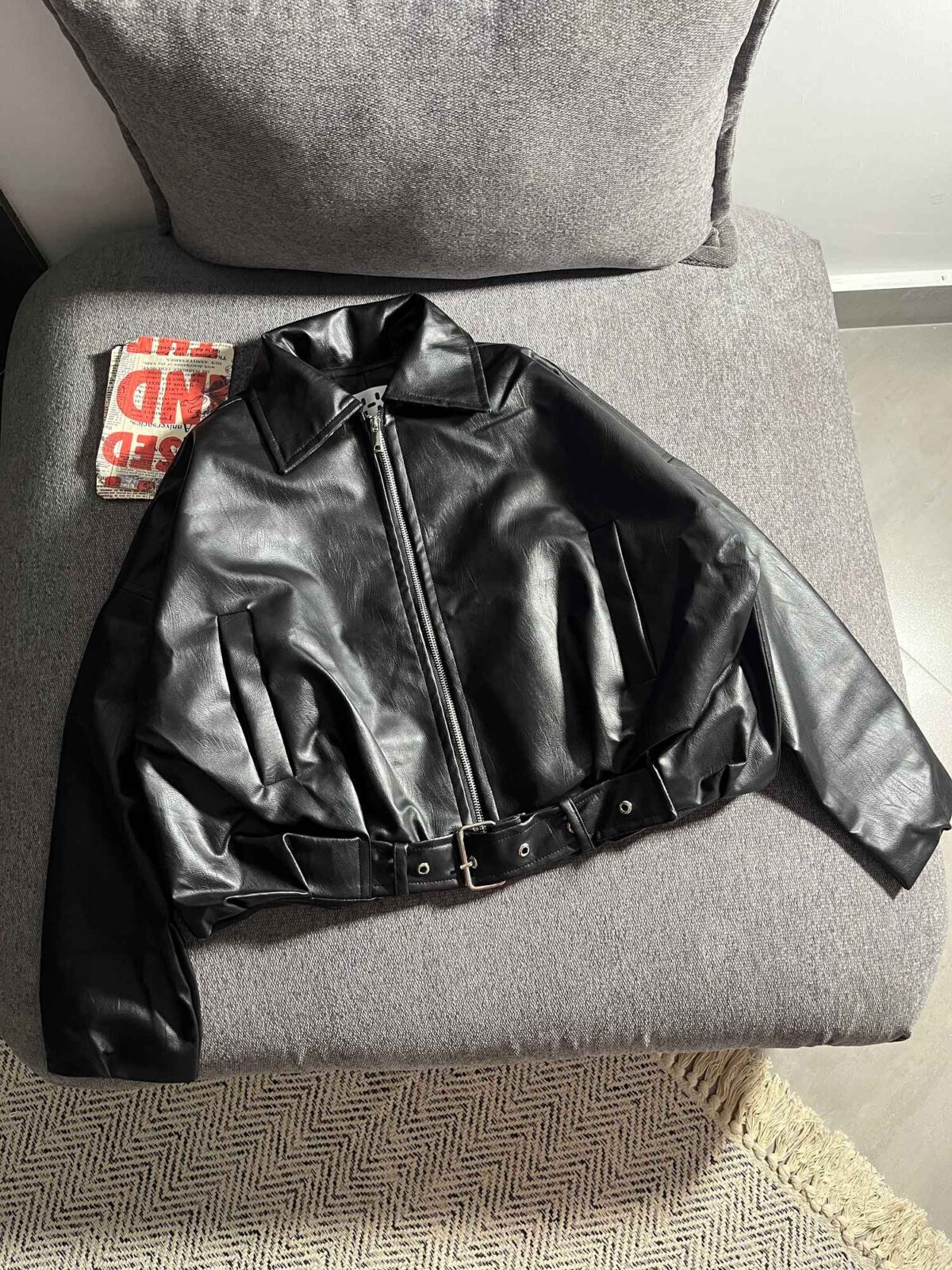 کت چرم آستردار پایین سگک(3412) - Image 2