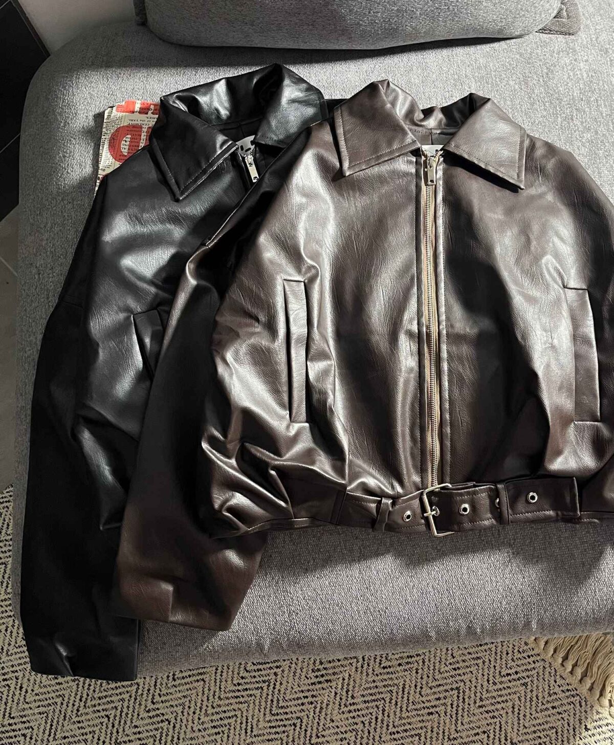 کت چرم آستردار پایین سگک(3412) - Image 4