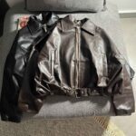 کت چرم آستردار پایین سگک(3412)