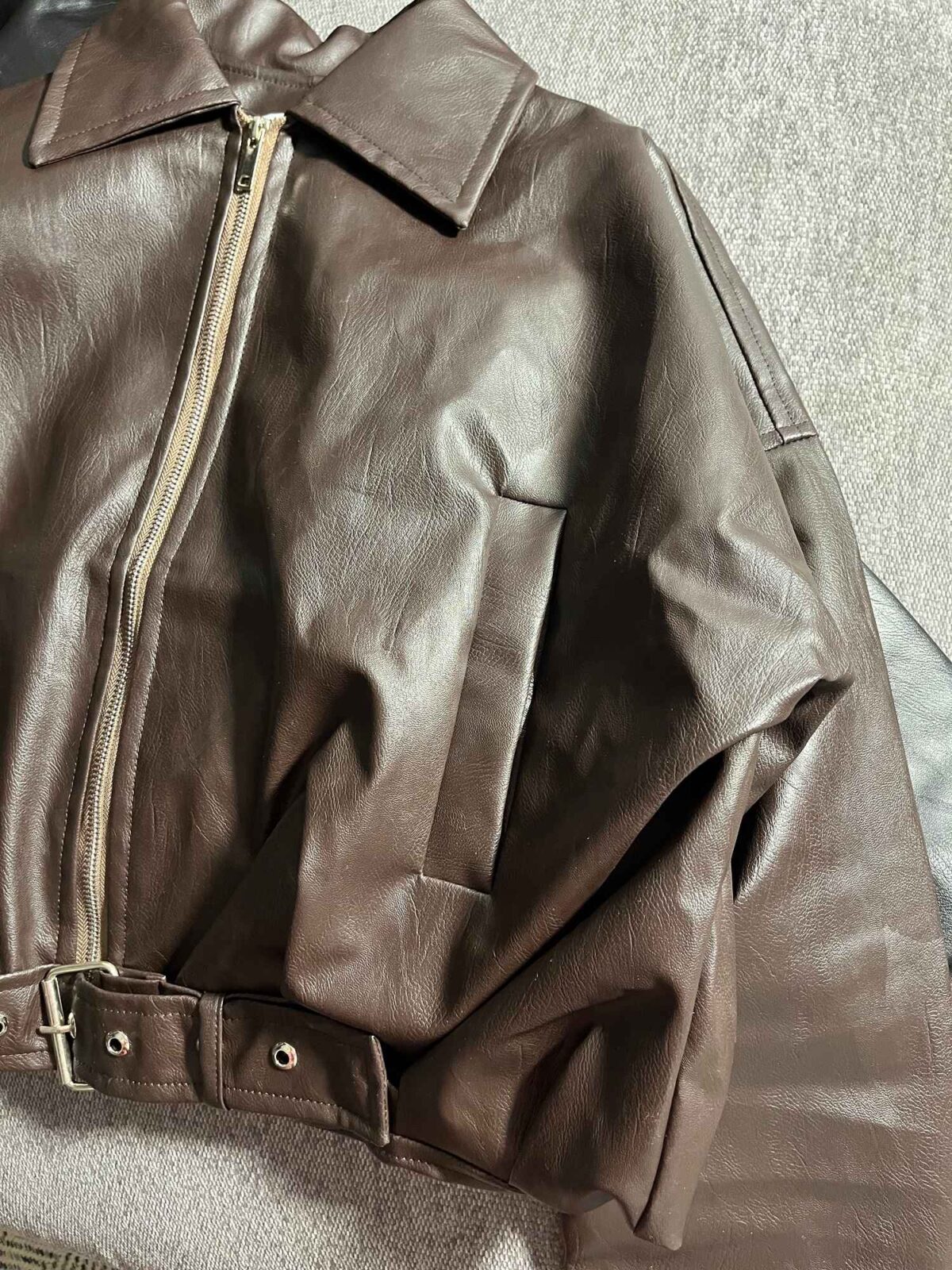 کت چرم آستردار پایین سگک(3412) - Image 6