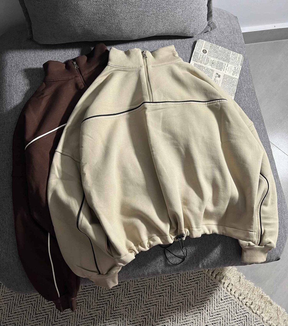 نیم زیپ مغزی دوزی شده زیر گت شو دورس سه نخ داخل کرک(3416) - Image 3