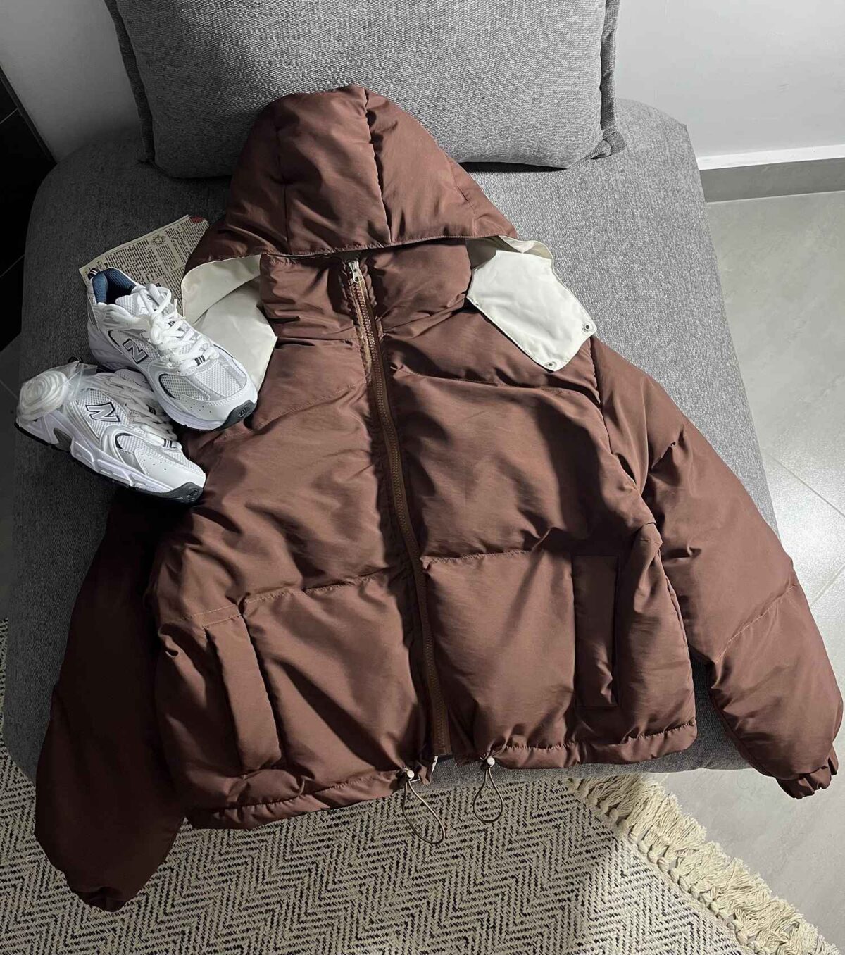 کاپشن پفی باکسی کلاهدار(3421) - Image 3