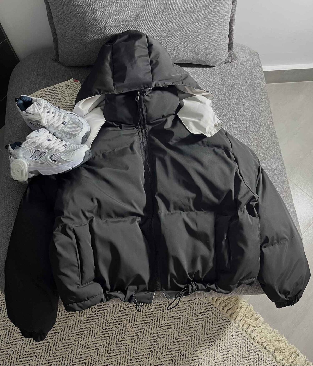 کاپشن پفی باکسی کلاهدار(3421) - Image 4