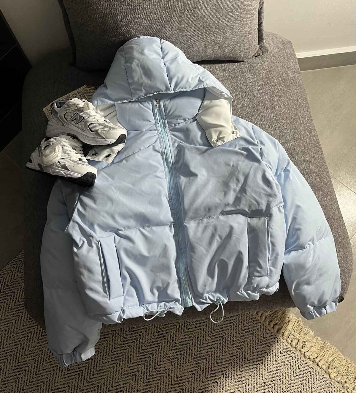 کاپشن پفی باکسی کلاهدار(3421) - Image 2