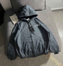 سویشرت وارداتی طوسی تیره دورس حوله ای سه نخ داخل کرک(3429)