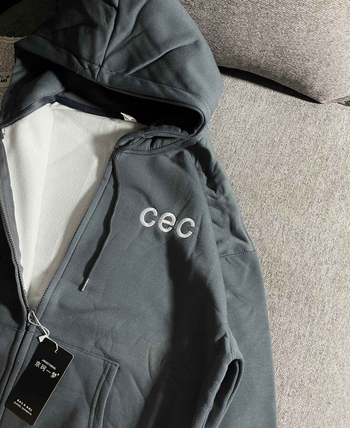 سویشرت وارداتی طوسی تیره دورس حوله ای سه نخ داخل کرک(3429) - Image 2