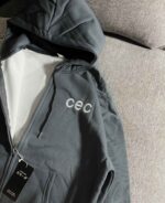 سویشرت وارداتی طوسی تیره دورس حوله ای سه نخ داخل کرک(3429) - Image 2