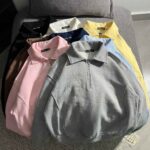 نیم زیپ ساده یقه برگردون سه نخ داخل کرک(3471)