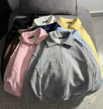 نیم زیپ ساده یقه برگردون سه نخ داخل کرک(3471)