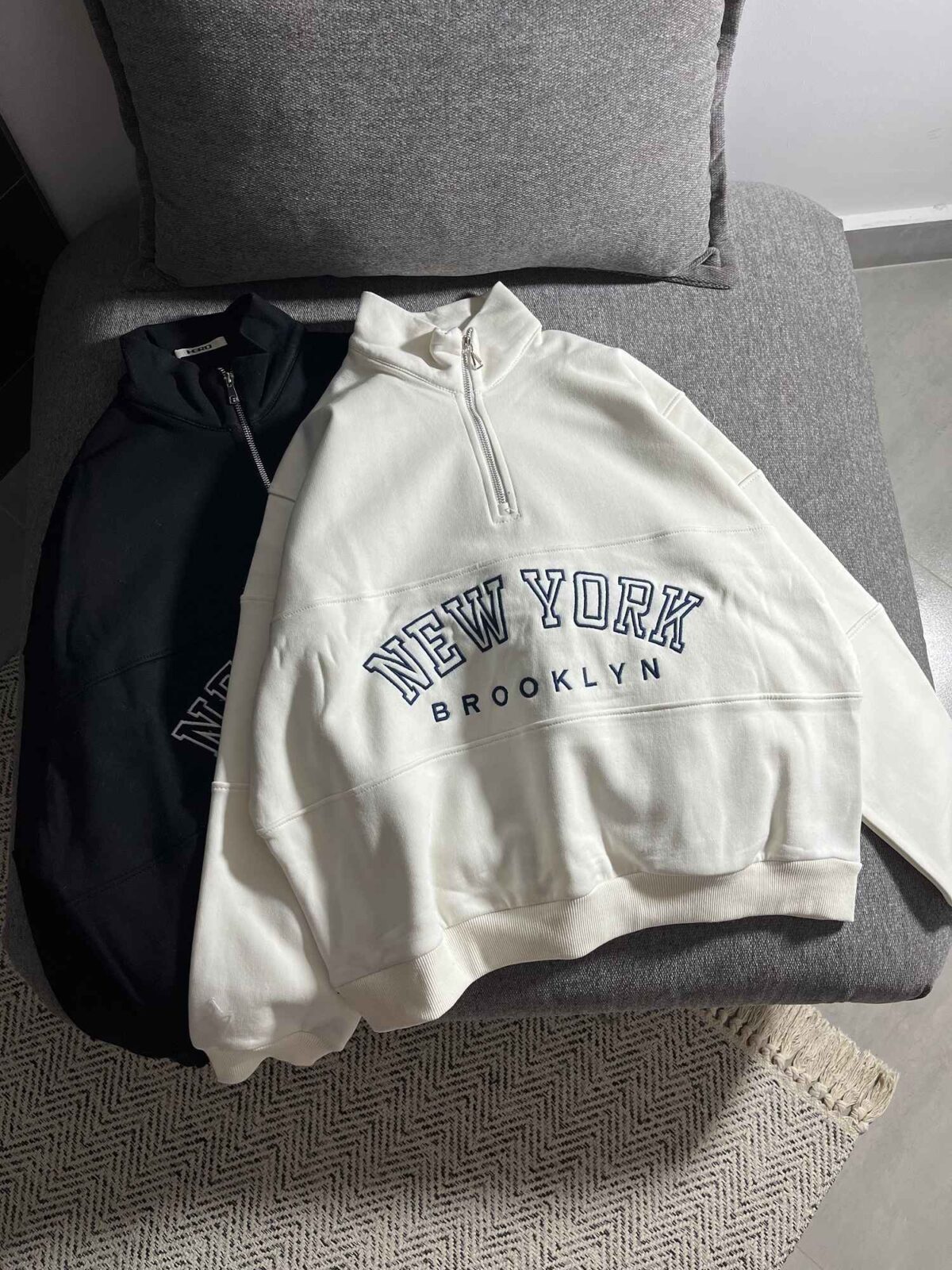 نیم زیپ باکسی NEW YORK سه نخ داخل کرک گرم بالا(3474) - Image 5