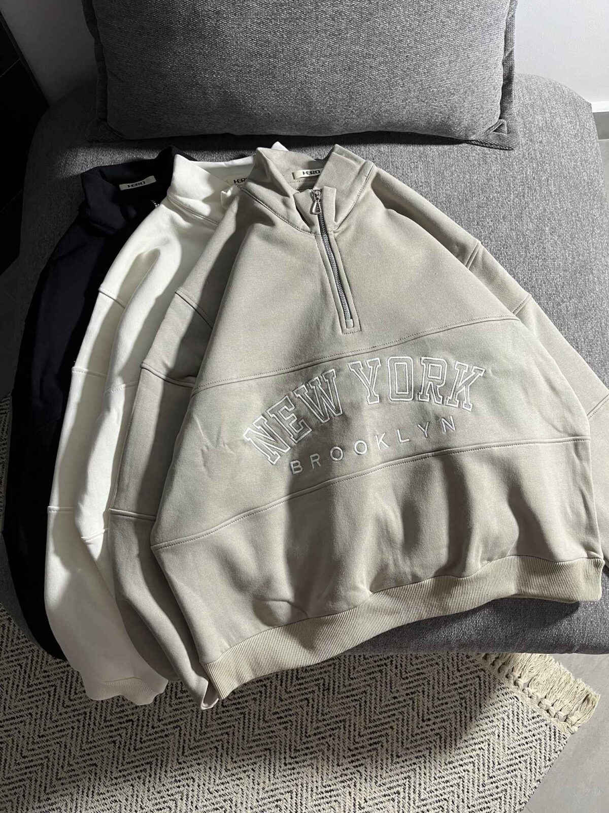 نیم زیپ باکسی NEW YORK سه نخ داخل کرک گرم بالا(3474) - Image 4