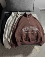 نیم زیپ باکسی NEW YORK سه نخ داخل کرک گرم بالا(3474) - Image 3