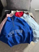 نیم زیپ باکسی NEW YORK سه نخ داخل کرک گرم بالا(3474)