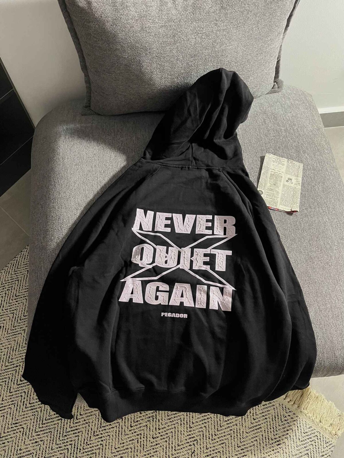 هودی اورجینال پگادور مشکی پشت چاپ دورس سه نخ داخل کرک وارداتی(3500) - Image 2