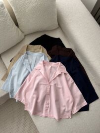 شومیز باکسی کوتاه لینن چاکدار(3729)
